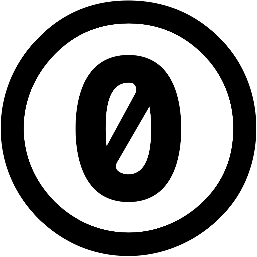 Creative Commons Zero icon which features a zero with a slash through it with a circle around