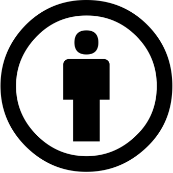 Creative Commons Attribution icon: person with a circle around