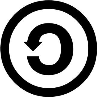 Creative Commons ShareAlike icon: curved arrow with a circle around