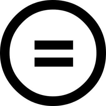 Creative Commons NonDeriv (Derivative) icon: an equal sign with a circle around