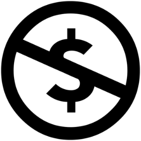 Creative Commons NonCommercial icon: a dollar sign with a slash through it with a circle around